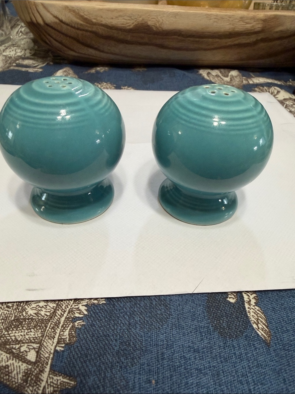 Vintage Fiesta Turquoise Salt and Pepper Shakers - Home Accents